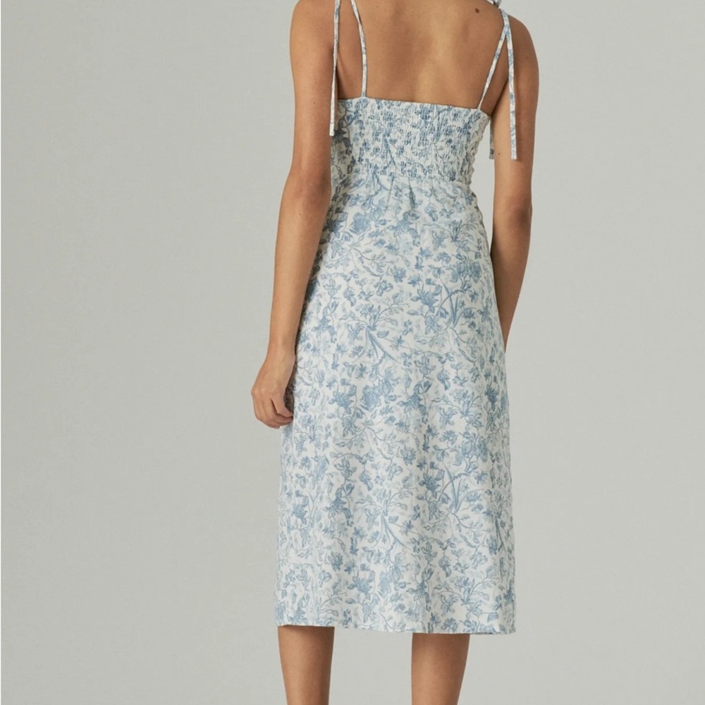 Lucky Brand Blue and Gray Spaghetti Strap Slip Midi Dress wedding guest Italy - Picture 5 of 12